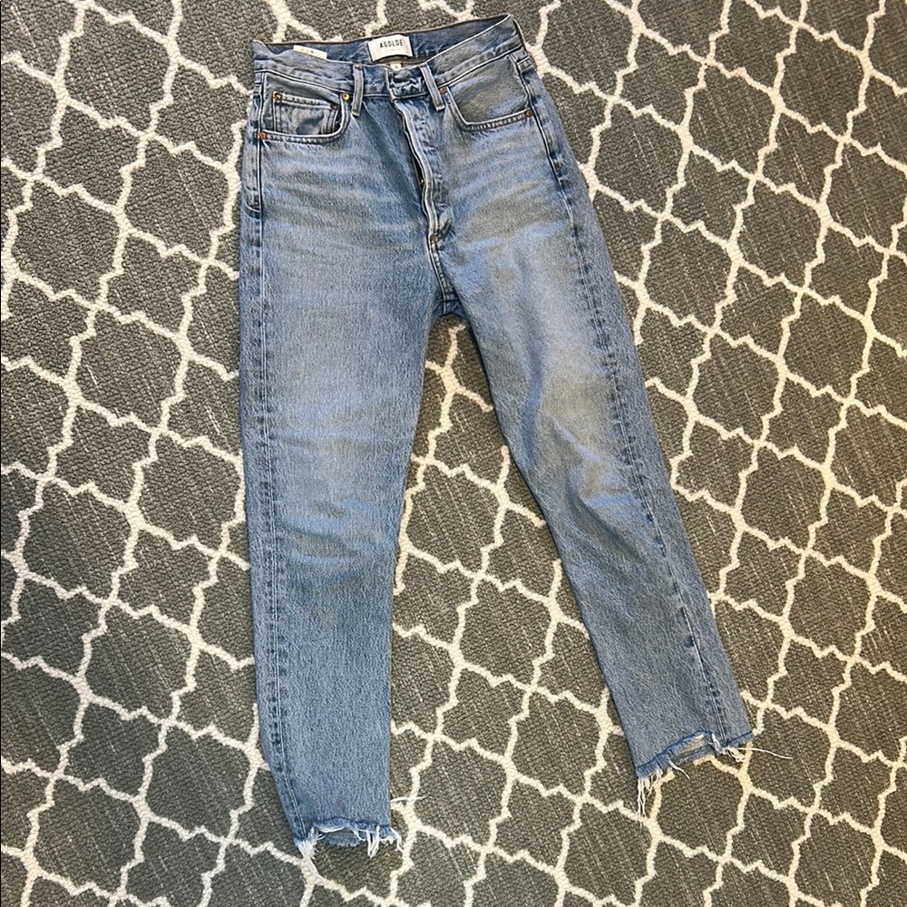 Agolde Riley High Rise Straight Women's Blue Denim Jeans